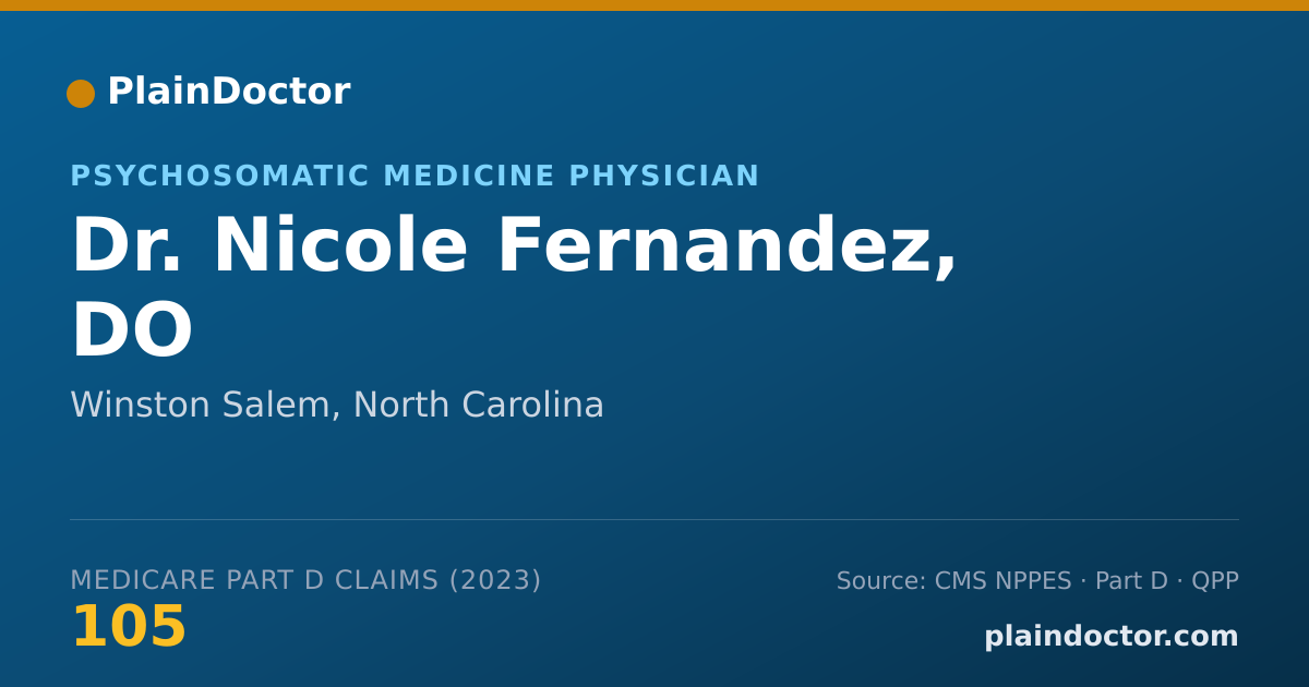 Shareable card for Nicole Fernandez, DO - Psychosomatic Medicine Physician, Winston Salem, NC
