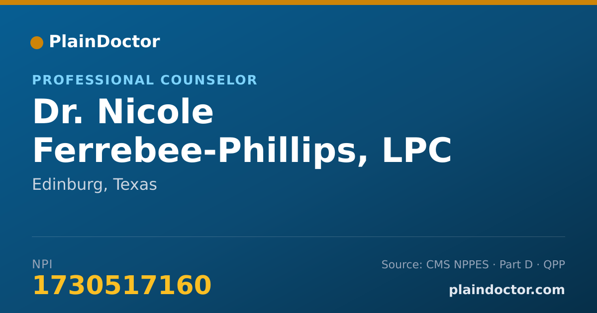 Shareable card for Nicole Ferrebee-Phillips, LPC - Professional Counselor, Edinburg, TX