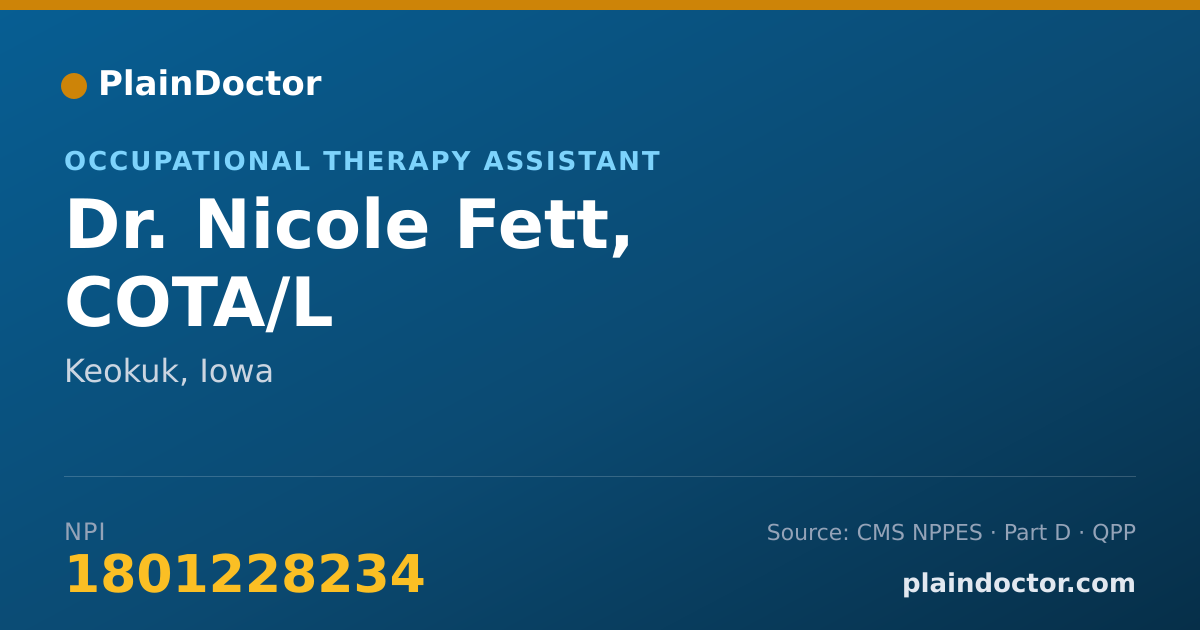 Shareable card for Nicole Fett, COTA/L - Occupational Therapy Assistant, Keokuk, IA