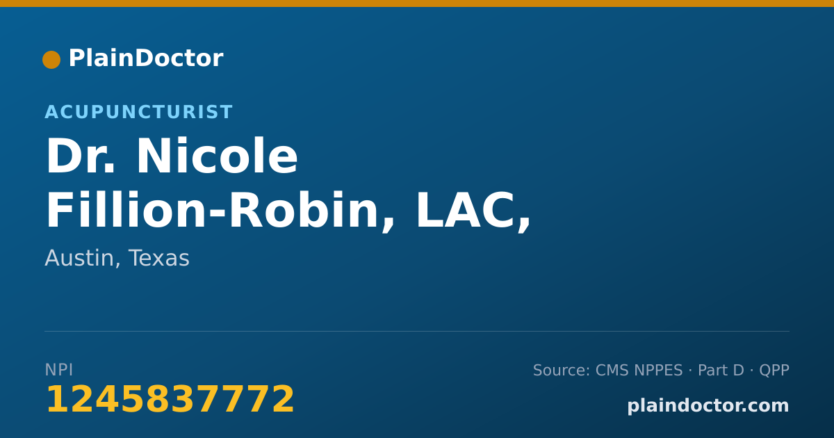 Shareable card for Nicole Fillion-Robin, LAC, MACOM, DIPL. OM - Acupuncturist, Austin, TX