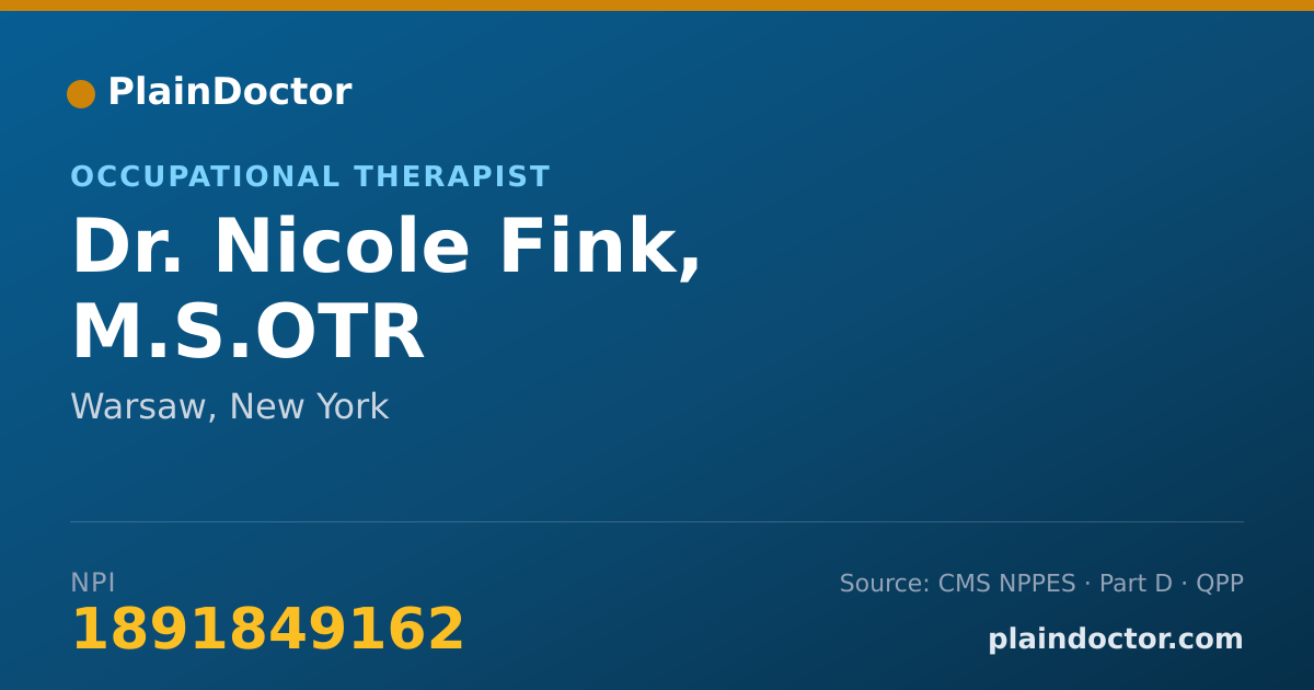 Shareable card for Nicole Fink, M.S.OTR - Occupational Therapist, Warsaw, NY
