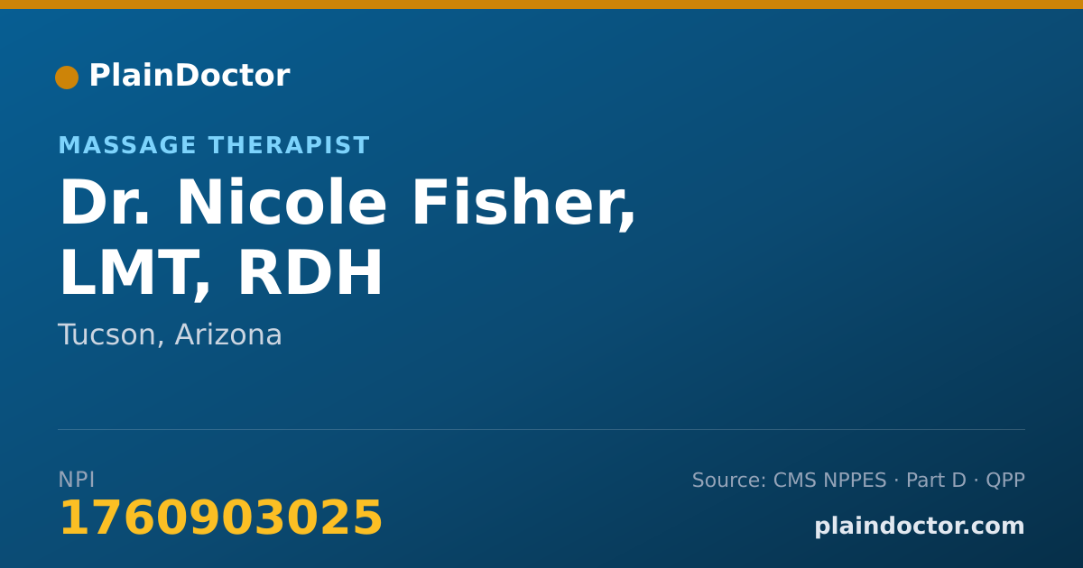 Shareable card for Nicole Fisher, LMT, RDH - Massage Therapist, Tucson, AZ