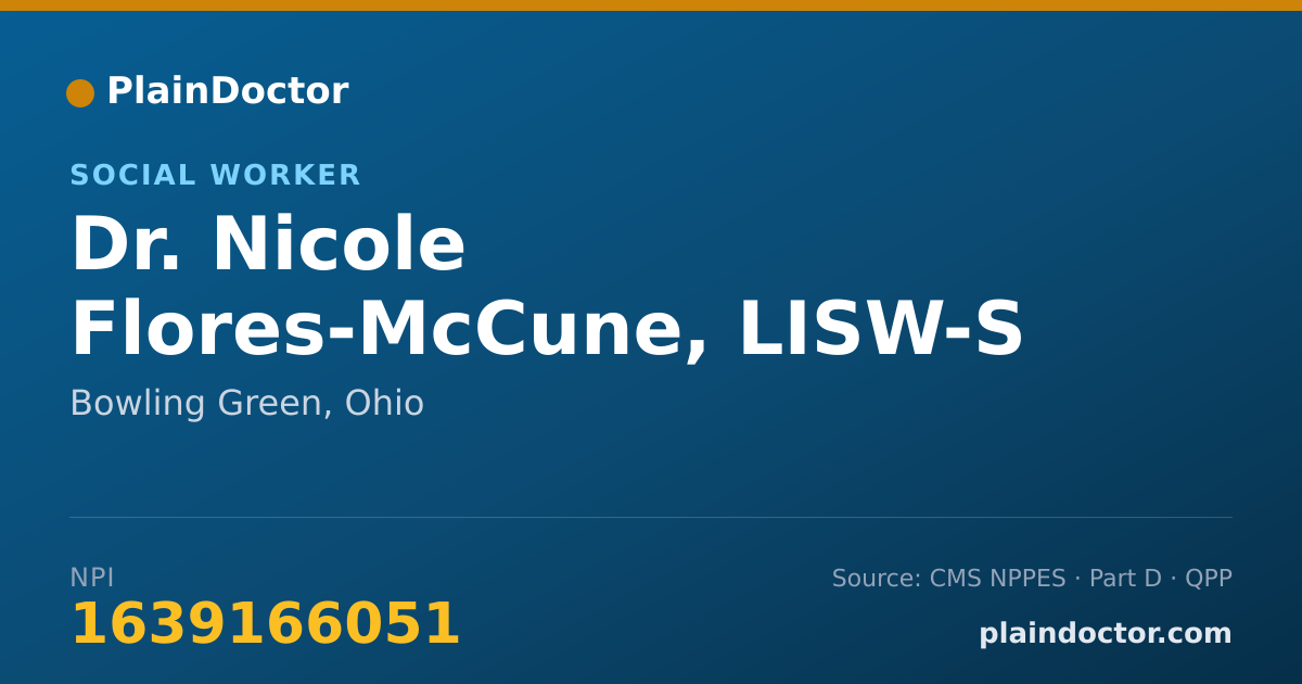 Shareable card for Nicole Flores-McCune, LISW-S - Social Worker, Bowling Green, OH