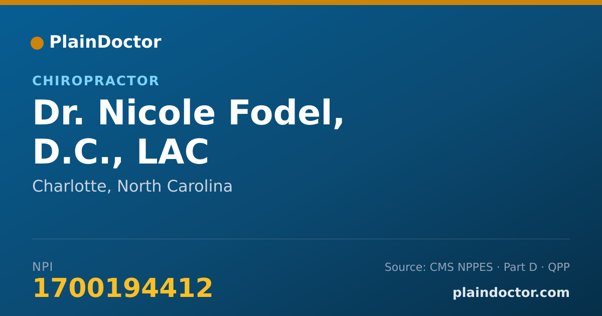 Shareable card for Nicole Fodel, D.C., LAC - Chiropractor, Charlotte, NC
