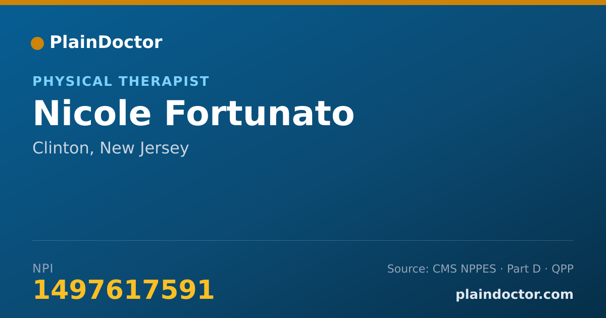 Shareable card for Nicole Fortunato - Physical Therapist, Clinton, NJ