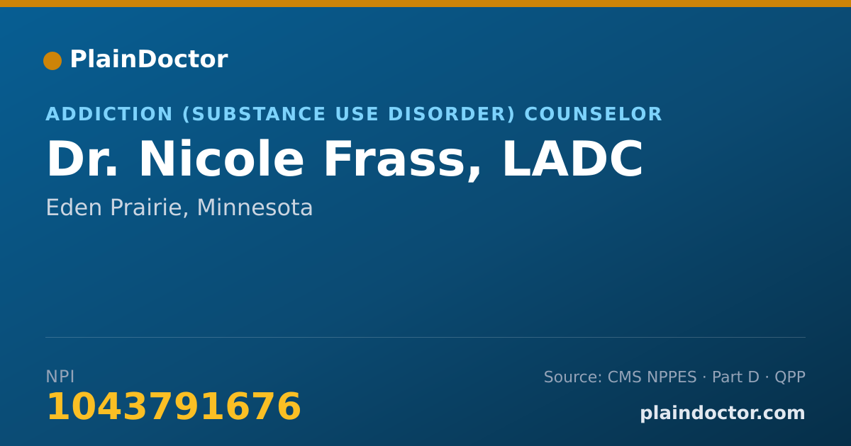 Shareable card for Nicole Frass, LADC - Addiction (Substance Use Disorder) Counselor, Eden Prairie, MN