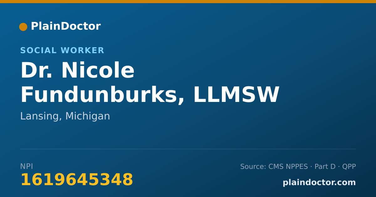 Shareable card for Nicole Fundunburks, LLMSW - Social Worker, Lansing, MI