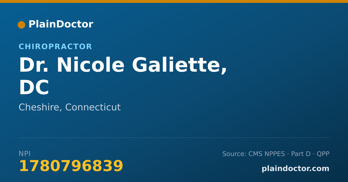 Shareable card for Nicole Galiette, DC - Chiropractor, Cheshire, CT