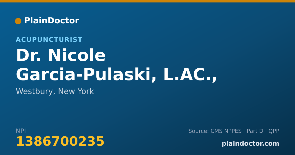 Shareable card for Nicole Garcia-Pulaski, L.AC., M.S., DIPL.AC - Acupuncturist, Westbury, NY