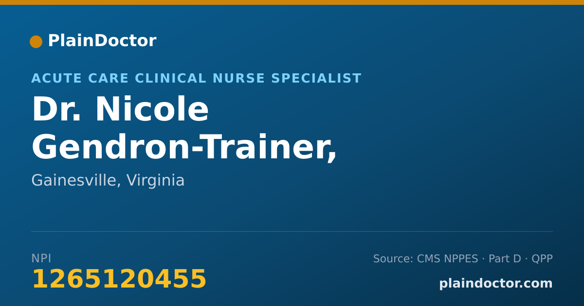 Shareable card for Nicole Gendron-Trainer, CNS-BC, DNP - Acute Care Clinical Nurse Specialist, Gainesville, VA