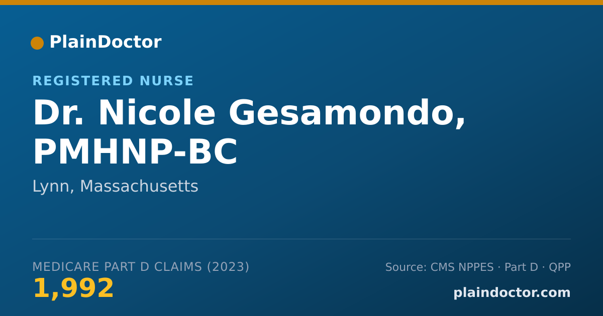 Shareable card for Nicole Gesamondo, PMHNP-BC - Registered Nurse, Lynn, MA