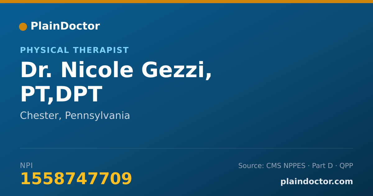 Shareable card for Nicole Gezzi, PT,DPT - Physical Therapist, Chester, PA