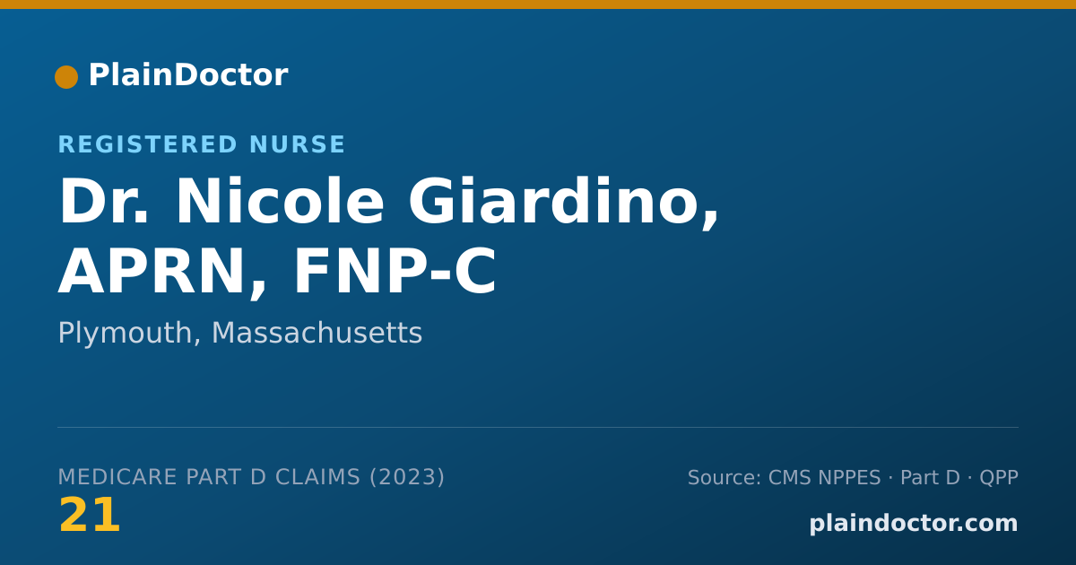 Shareable card for Nicole Giardino, APRN, FNP-C - Registered Nurse, Plymouth, MA