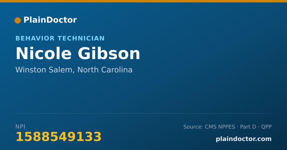 Shareable card for Nicole Gibson - Behavior Technician, Winston Salem, NC