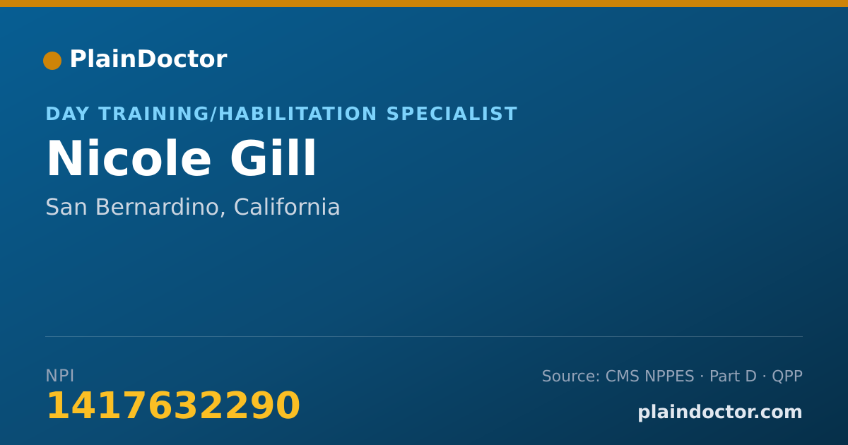 Shareable card for Nicole Gill - Day Training/Habilitation Specialist, San Bernardino, CA