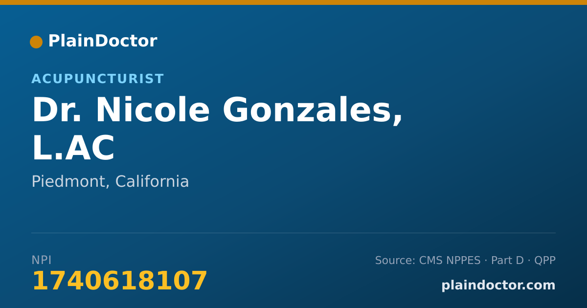 Shareable card for Nicole Gonzales, L.AC - Acupuncturist, Piedmont, CA