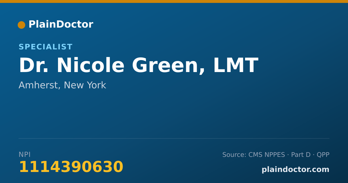 Shareable card for Nicole Green, LMT - Specialist, Amherst, NY