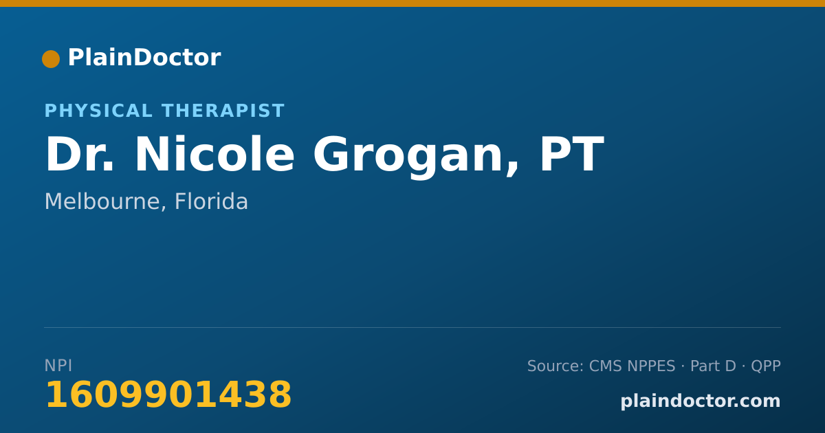 Shareable card for Nicole Grogan, PT - Physical Therapist, Melbourne, FL