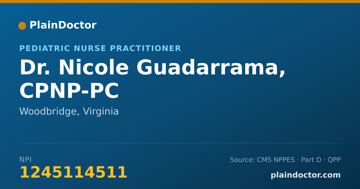Shareable card for Nicole Guadarrama, CPNP-PC - Pediatric Nurse Practitioner, Woodbridge, VA