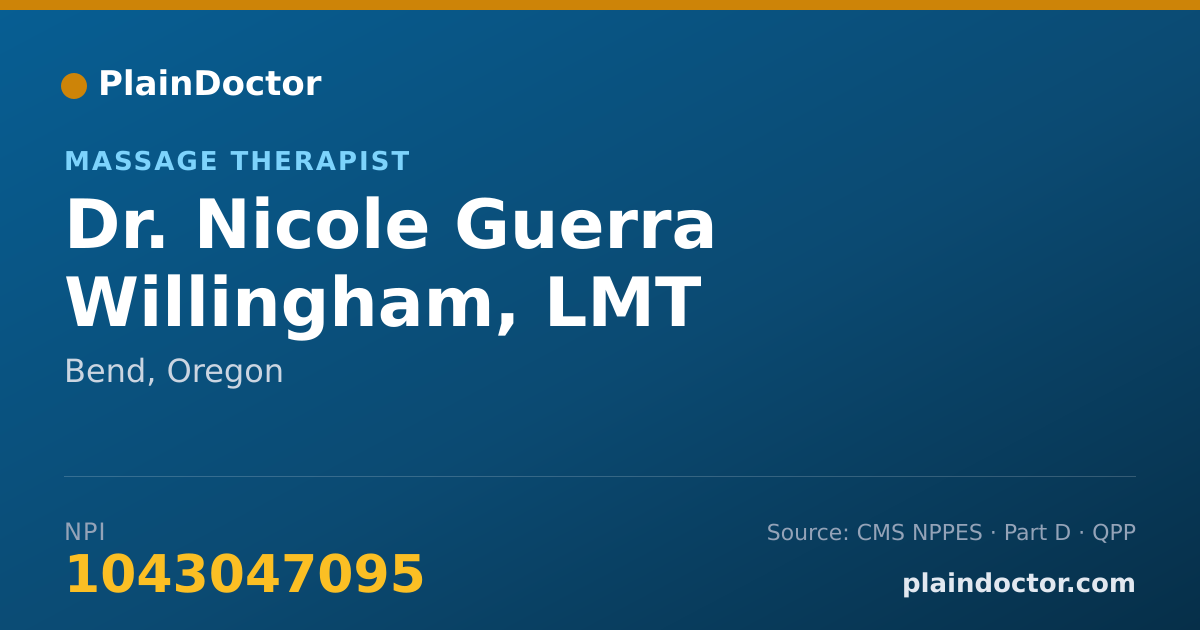 Shareable card for Nicole Guerra Willingham, LMT - Massage Therapist, Bend, OR