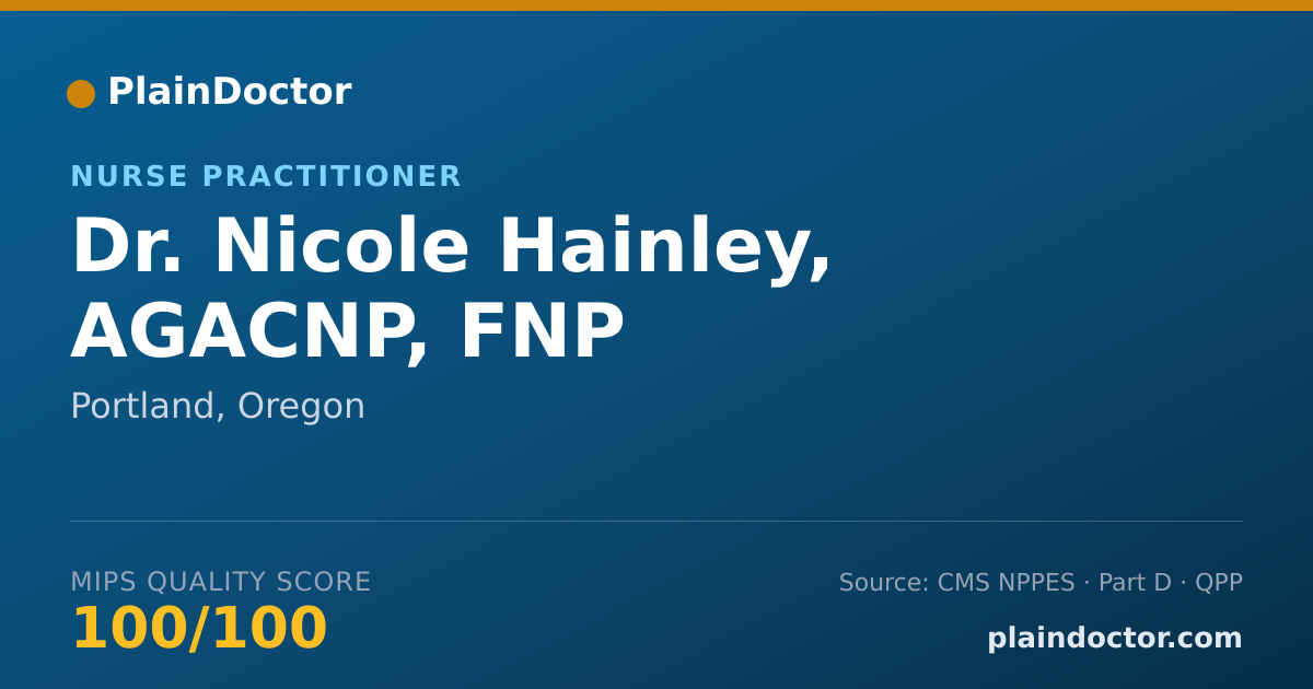 Shareable card for Nicole Hainley, AGACNP, FNP - Nurse Practitioner, Portland, OR