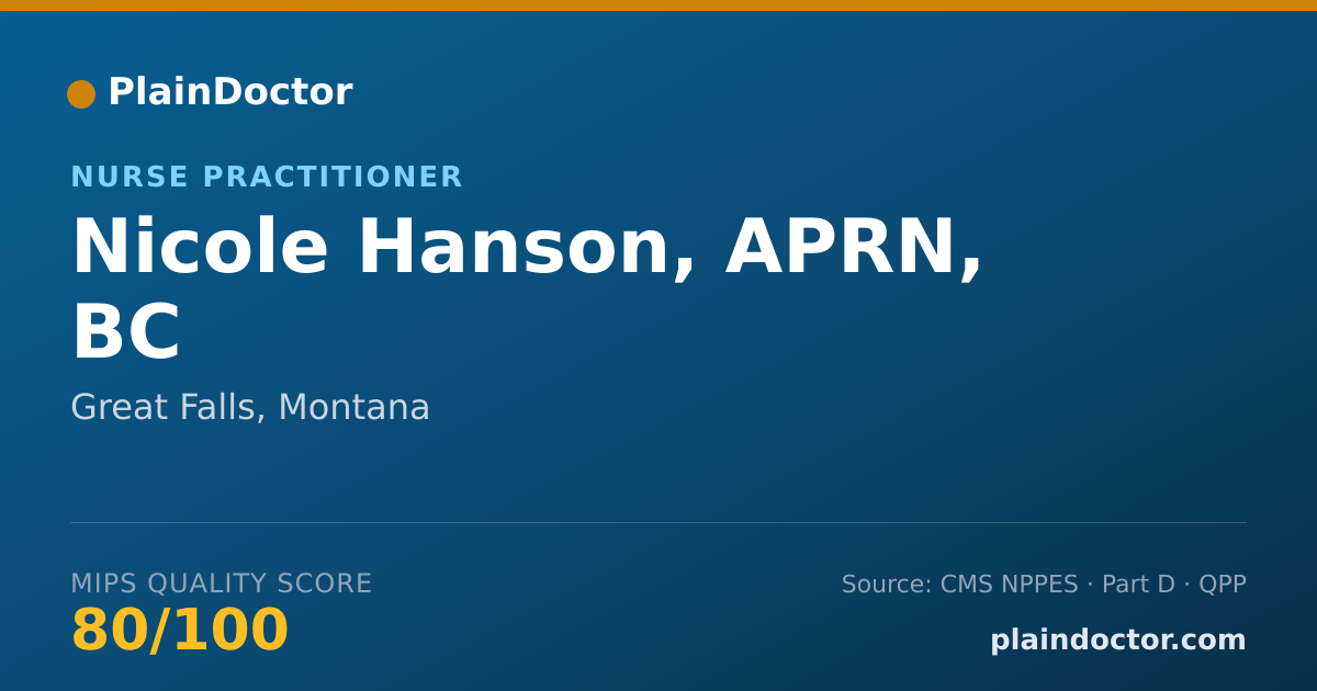 Shareable card for Nicole Hanson, APRN, BC - Nurse Practitioner, Great Falls, MT