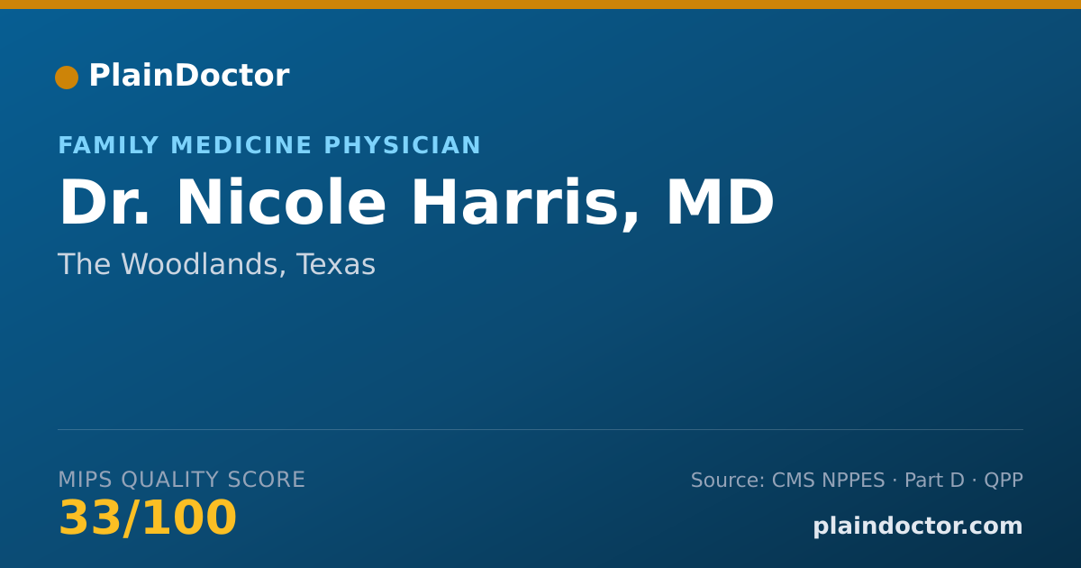 Shareable card for Nicole Harris, MD - Family Medicine Physician, The Woodlands, TX