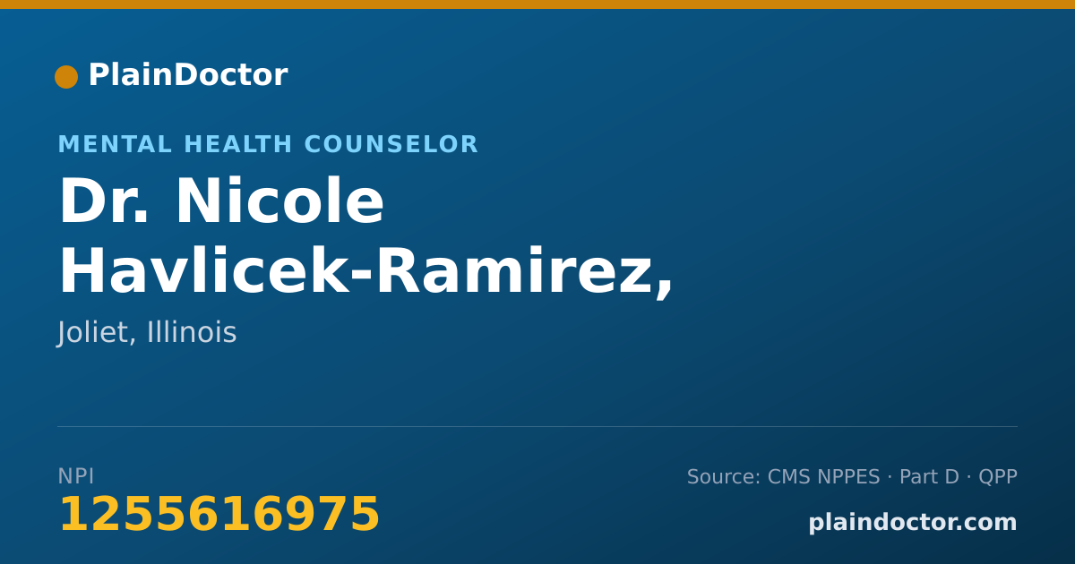 Shareable card for Nicole Havlicek-Ramirez, L.P.C - Mental Health Counselor, Joliet, IL