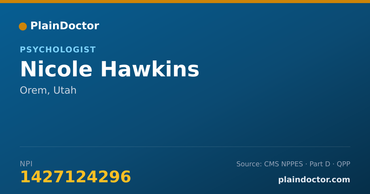 Shareable card for Nicole Hawkins - Psychologist, Orem, UT