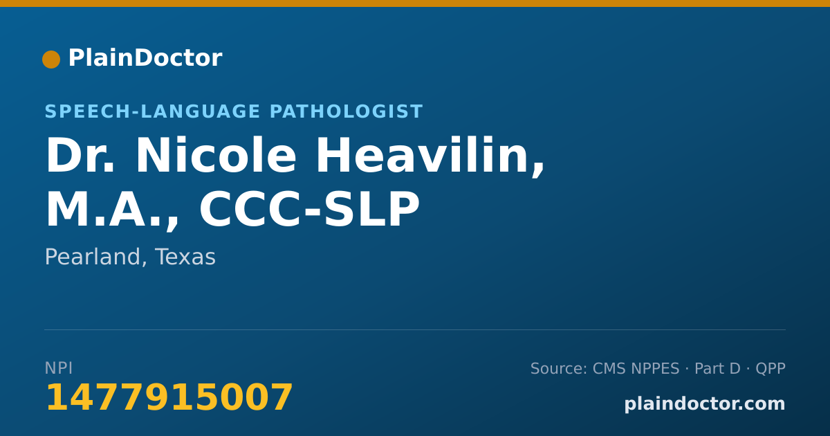 Shareable card for Nicole Heavilin, M.A., CCC-SLP - Speech-Language Pathologist, Pearland, TX