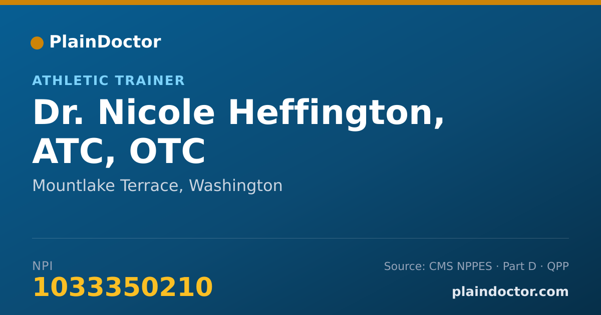 Shareable card for Nicole Heffington, ATC, OTC - Athletic Trainer, Mountlake Terrace, WA