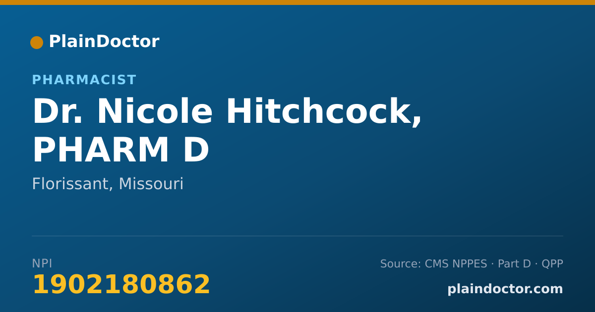 Shareable card for Nicole Hitchcock, PHARM D - Pharmacist, Florissant, MO