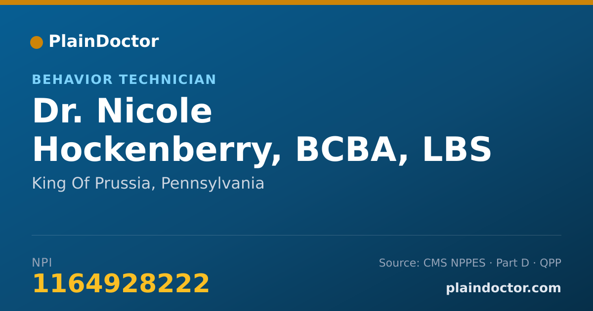 Shareable card for Nicole Hockenberry, BCBA, LBS - Behavior Technician, King Of Prussia, PA