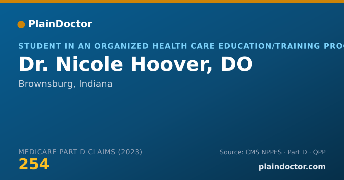 Shareable card for Nicole Hoover, DO - Student in an Organized Health Care Education/Training Program, Brownsburg, IN
