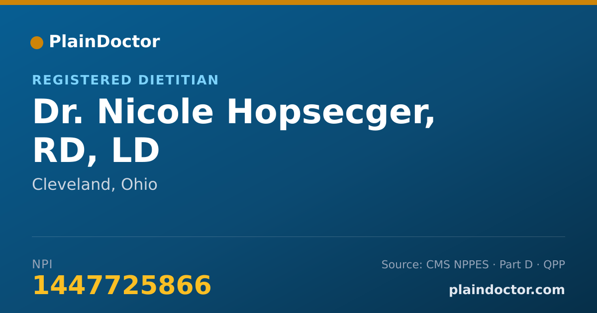 Shareable card for Nicole Hopsecger, RD, LD - Registered Dietitian, Cleveland, OH