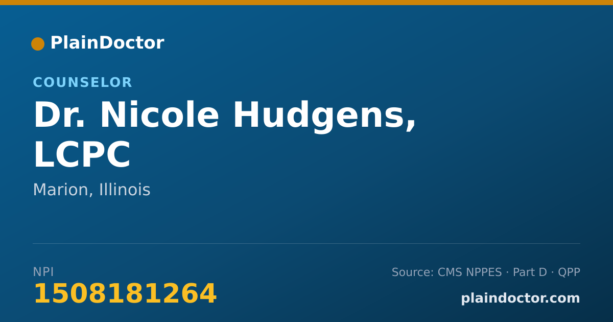 Shareable card for Nicole Hudgens, LCPC - Counselor, Marion, IL