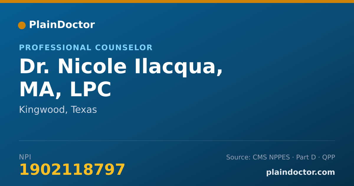 Shareable card for Nicole Ilacqua, MA, LPC - Professional Counselor, Kingwood, TX
