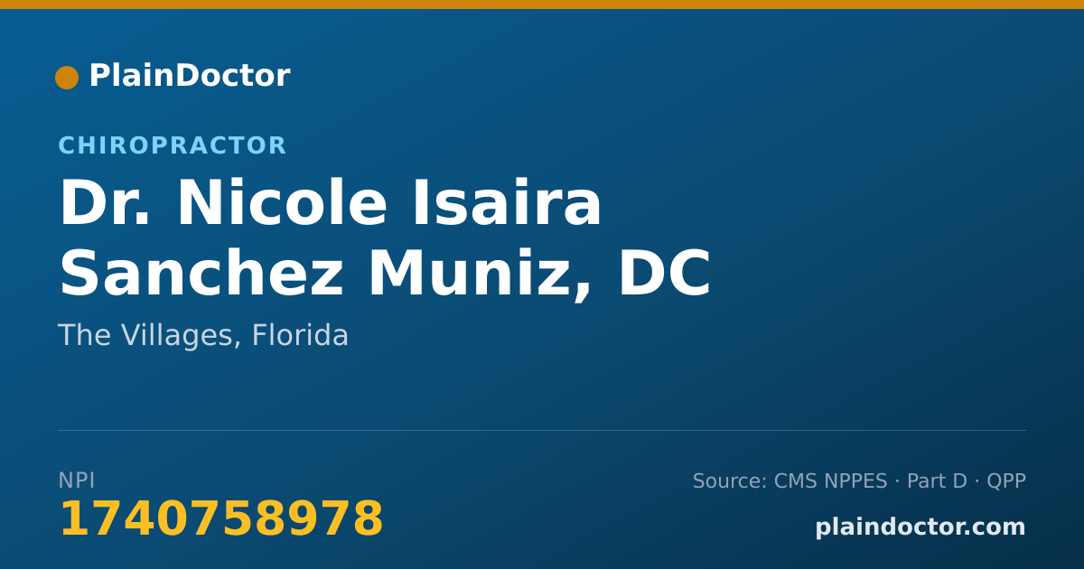 Shareable card for Nicole Isaira Sanchez Muniz, DC - Chiropractor, The Villages, FL