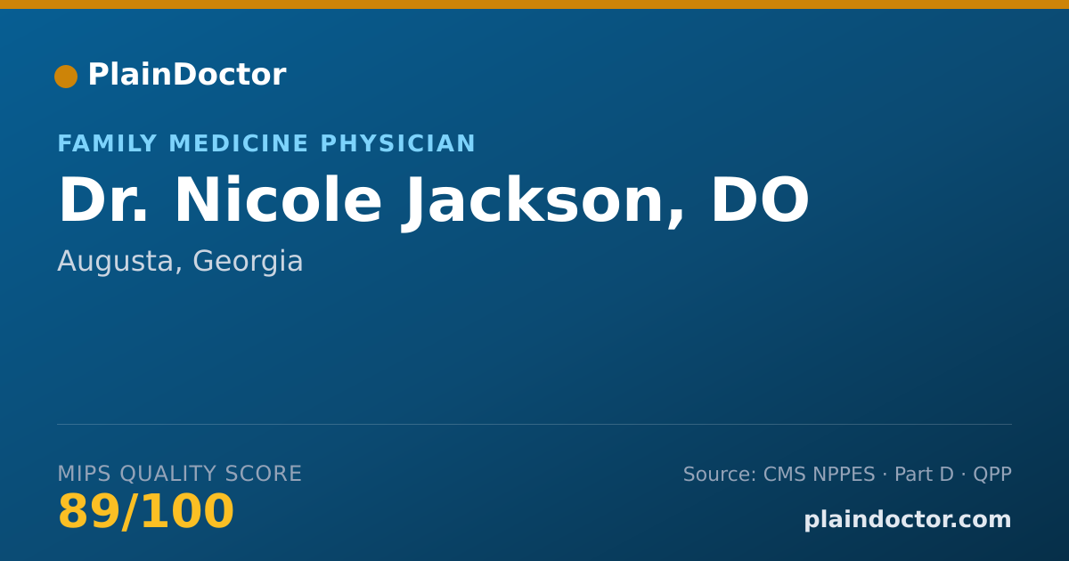 Shareable card for Nicole Jackson, DO - Family Medicine Physician, Augusta, GA