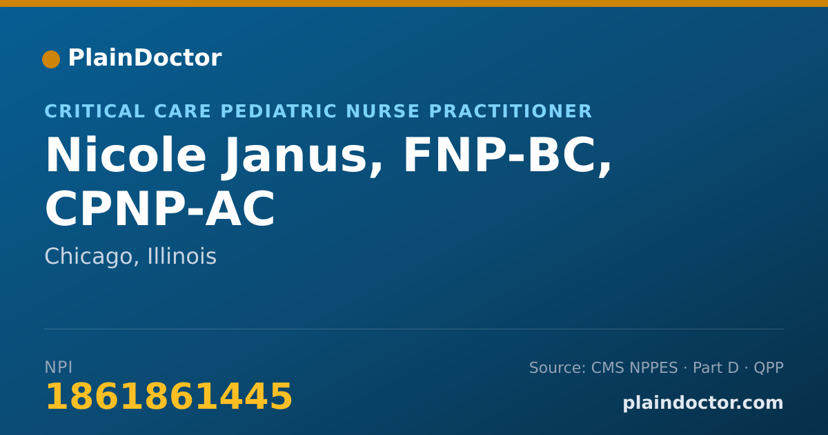 Shareable card for Nicole Janus, FNP-BC, CPNP-AC - Registered Nurse, Chicago, IL