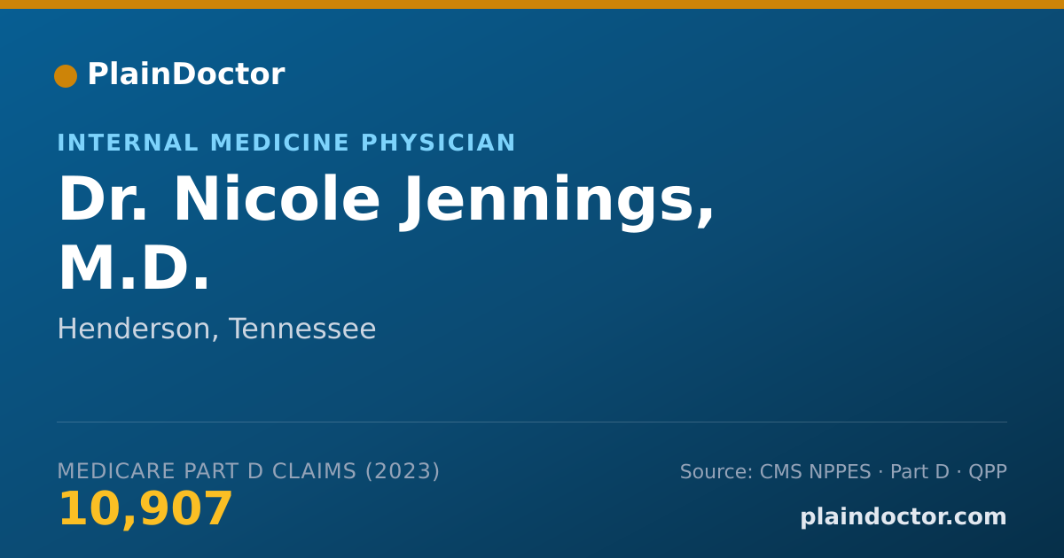Shareable card for Nicole Jennings, M.D. - Internal Medicine Physician, Henderson, TN