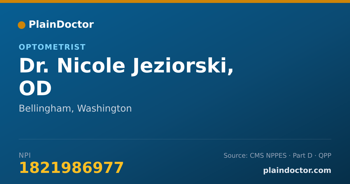 Shareable card for Nicole Jeziorski, OD - Optometrist, Bellingham, WA