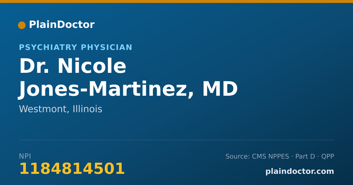 Shareable card for Nicole Jones-Martinez, MD - Psychiatry Physician, Westmont, IL