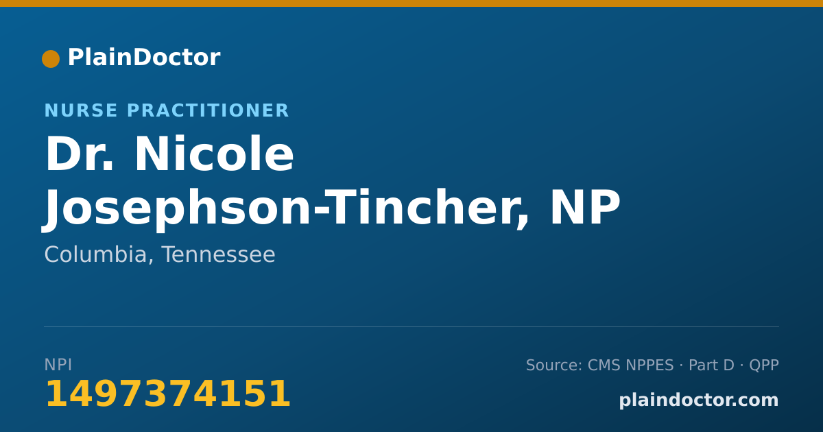 Shareable card for Nicole Josephson-Tincher, NP - Nurse Practitioner, Columbia, TN