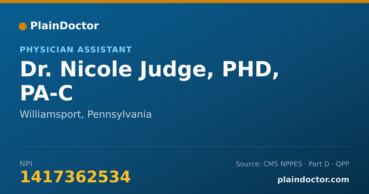 Shareable card for Nicole Judge, PHD, PA-C - Physician Assistant, Williamsport, PA