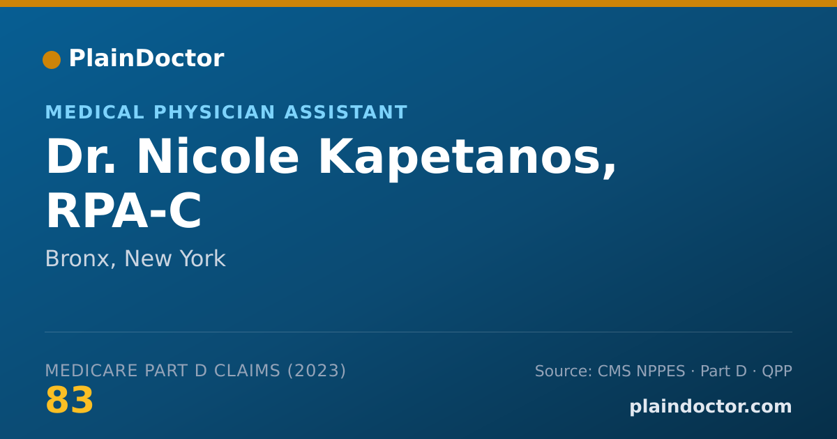 Shareable card for Nicole Kapetanos, RPA-C - Medical Physician Assistant, Bronx, NY
