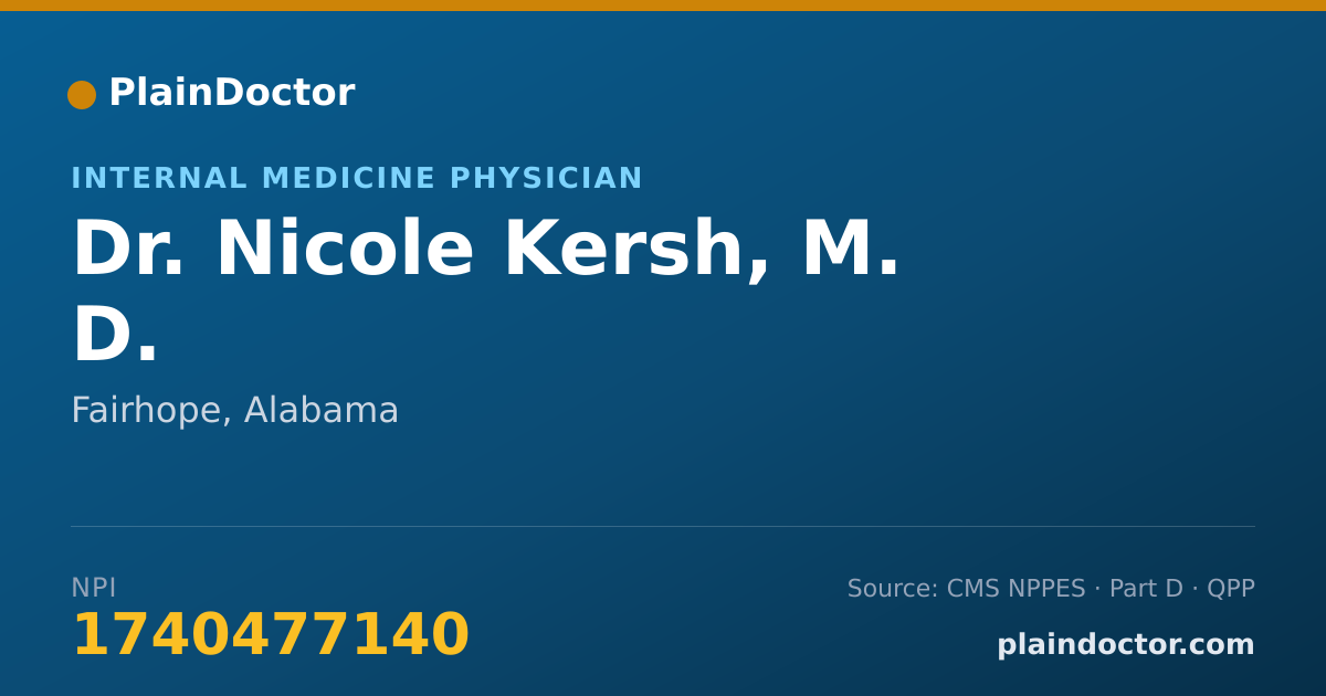 Shareable card for Nicole Kersh, M. D. - Internal Medicine Physician, Fairhope, AL