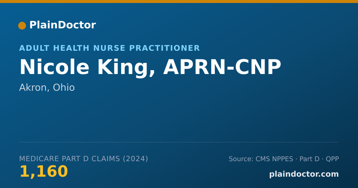 Shareable card for Nicole King, APRN-CNP - Adult Health Nurse Practitioner, Akron, OH