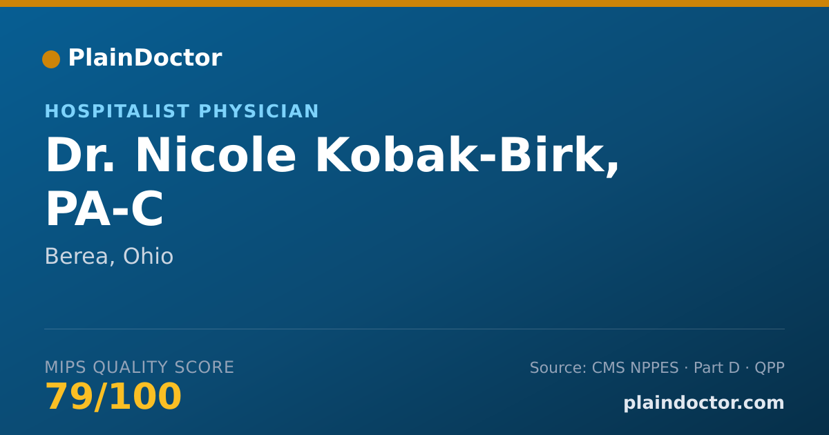 Shareable card for Nicole Kobak-Birk, PA-C - Hospitalist Physician, Berea, OH