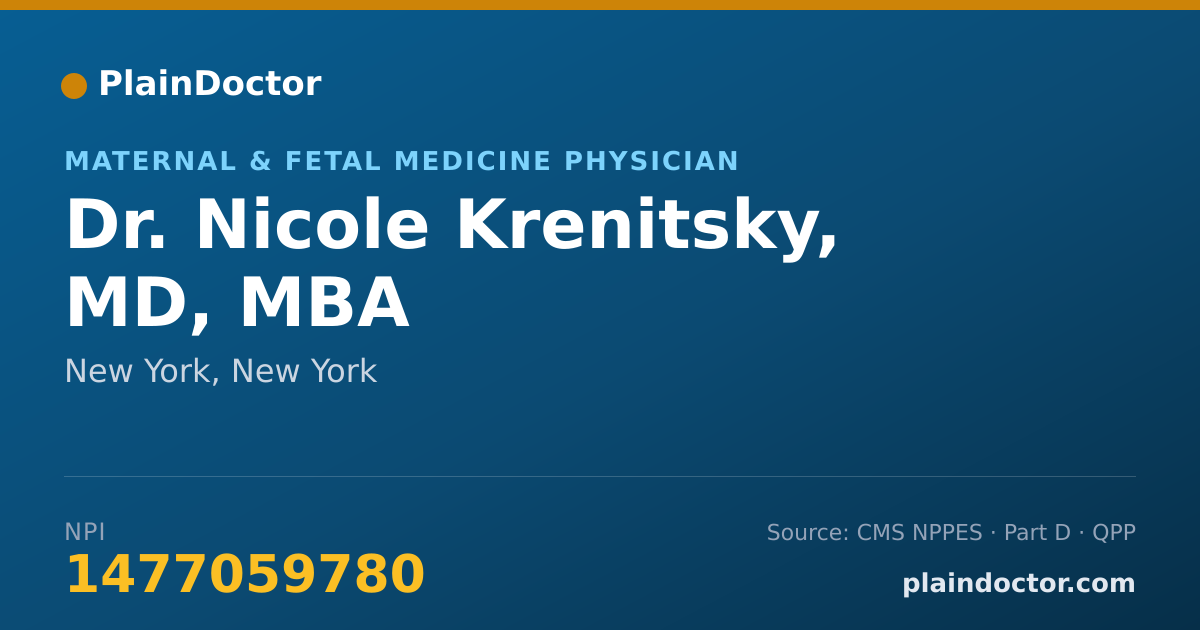 Shareable card for Nicole Krenitsky, MD, MBA - Maternal & Fetal Medicine Physician, New York, NY